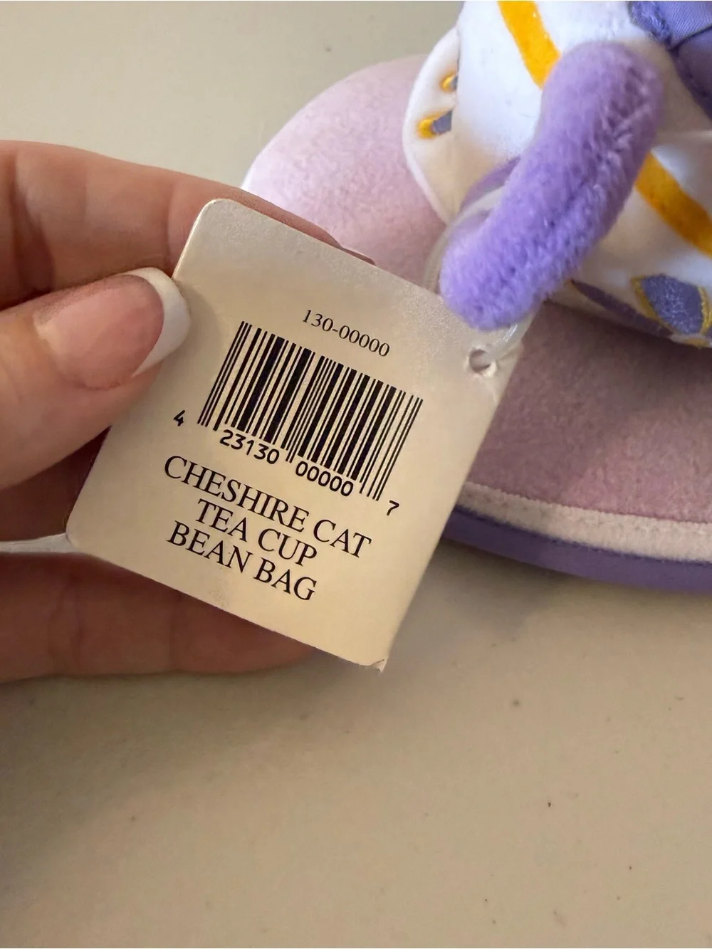 Disney Bean Bag Plush CHESHIRE CAT TEA CUP Alice in Wonderland 6”